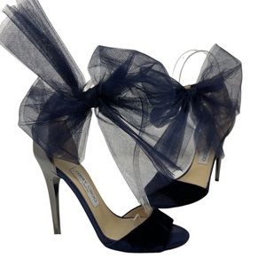 JIMMY CHOO Navy blue Lilyth Satin and Velvet Heels Anthracite & Navy 36.5